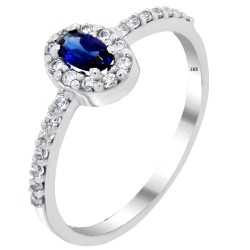 Λευκόχρυσο δαχτυλίδι οβάλ ροζέτα Κ14 με ζιργκόν Λευκόχρυσο δαχτυλίδι οβάλ ροζέτα Κ14 με ζιργκόν